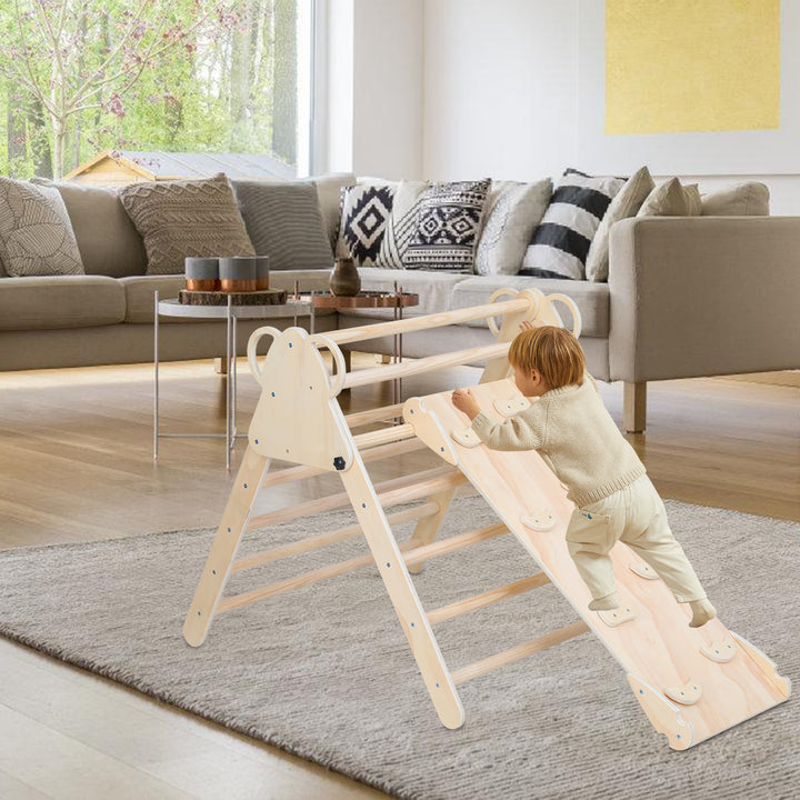 Sonnewelt Klettergerüst Indoor 3-in-1  mit Bogen/Rutsche/Dreieck