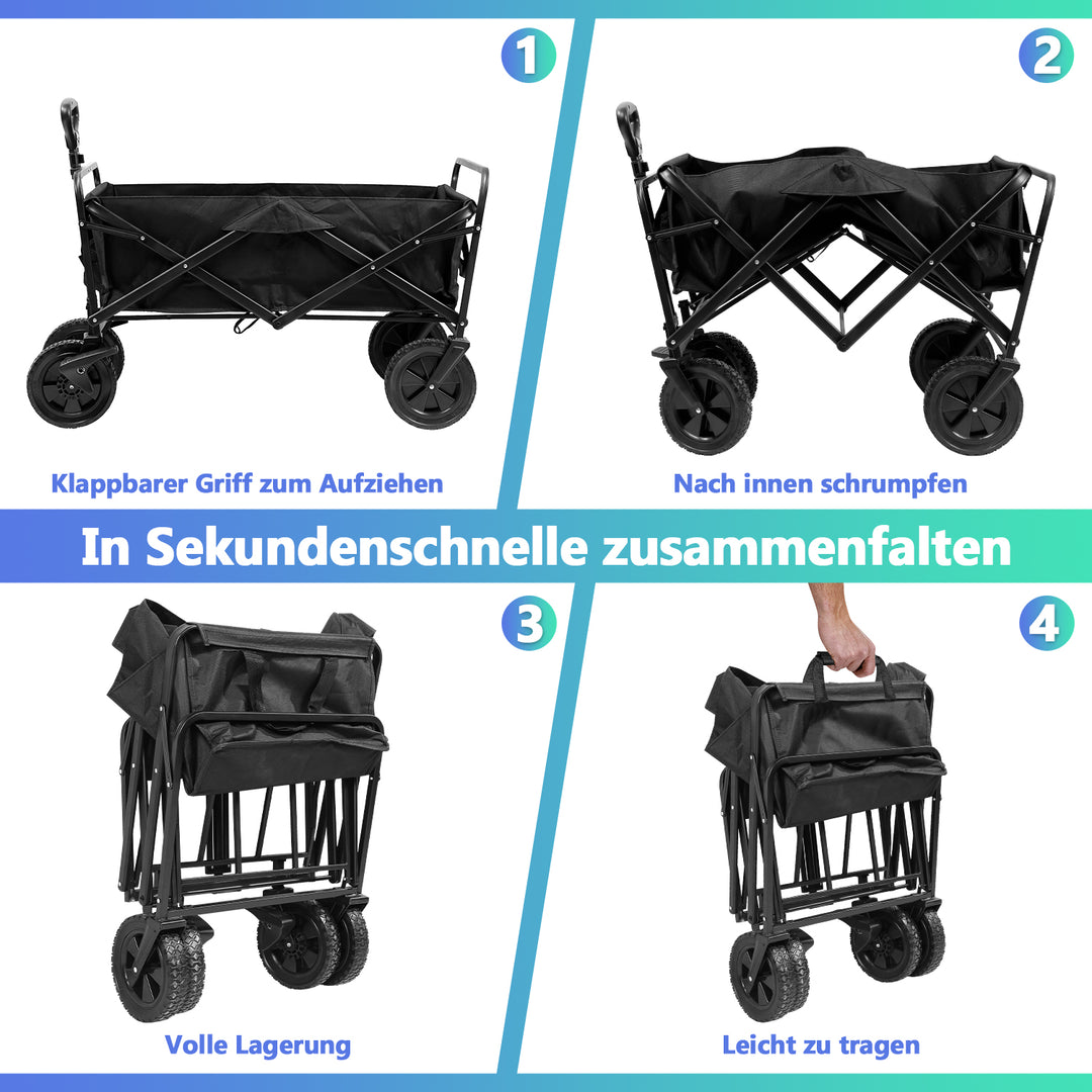Sonnewelt Bollerwagen faltbar Transportwagen 100kg Belastbarkeit