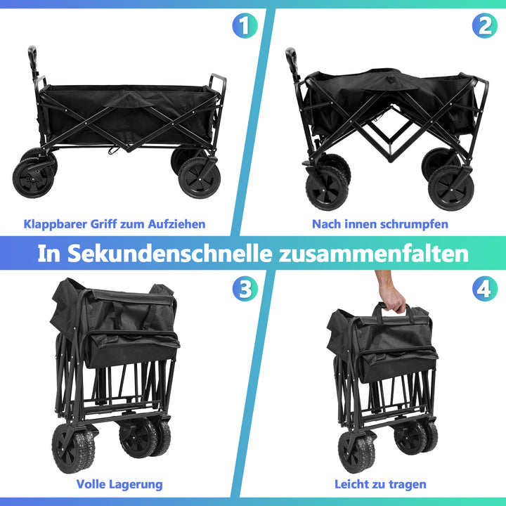 Sonnewelt Bollerwagen faltbar Transportwagen 100kg Belastbarkeit