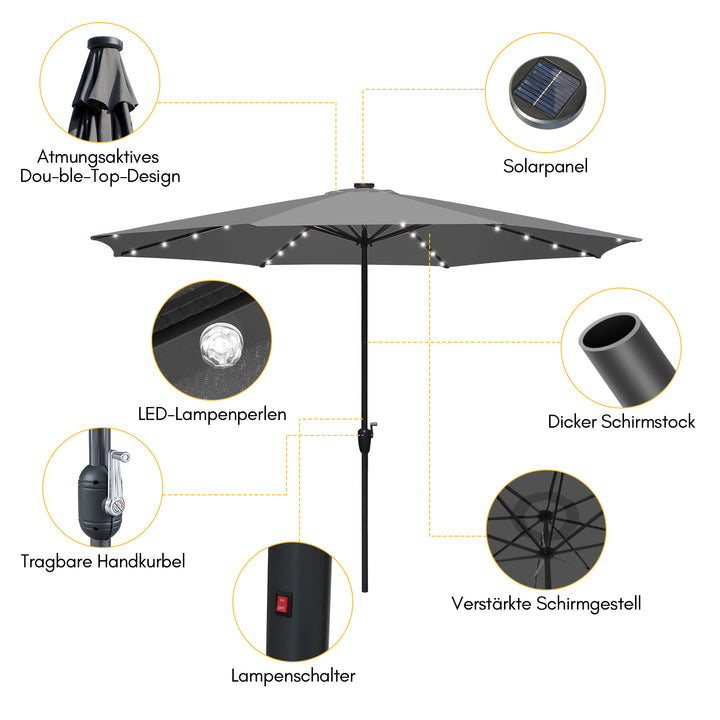 Sonnewelt Sonnenschirm 3.5m mit LED Solar Garten