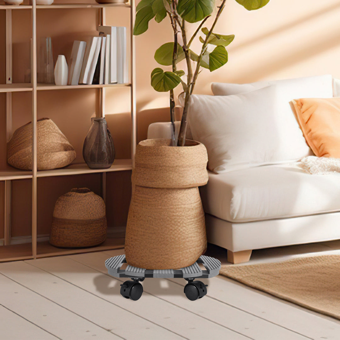 Sonnewelt WPC Pflanzenroller Rund mit Rollen Tragkraft 80 kg
