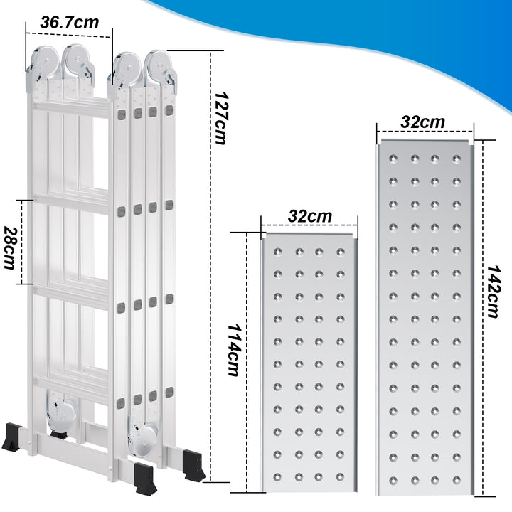 Sonnewelt 7-in-1 Aluminium Mehrzweckleiter 3.6M/4.7M/5.8M