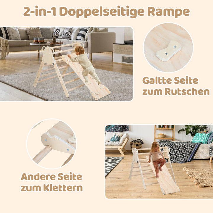 Sonnewelt Klettergerüst Indoor 3-in-1  mit Bogen/Rutsche/Dreieck