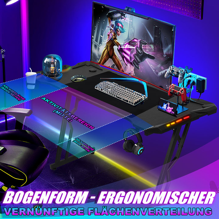 Sonnewelt Gaming Schreibtisch Gaming Tisch 120/140cm mit LED Fernbedienung