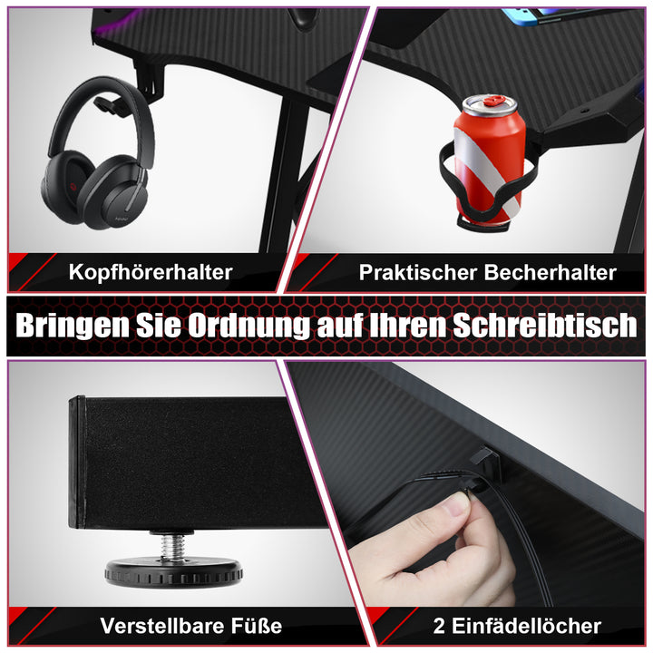 Sonnewelt Gaming Schreibtisch Gaming Tisch 120/140cm