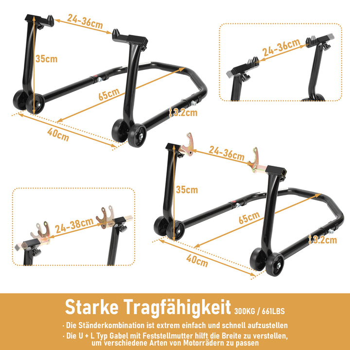 Sonnewelt Motorradständer Motorradheber Vorne/Hinten