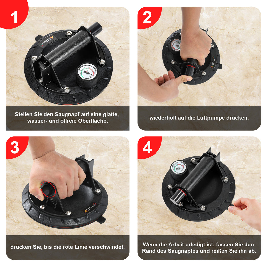Sonnewelt Saugheber Saugnapfhalter mit Druckanzeige 1 Stück max.100KG