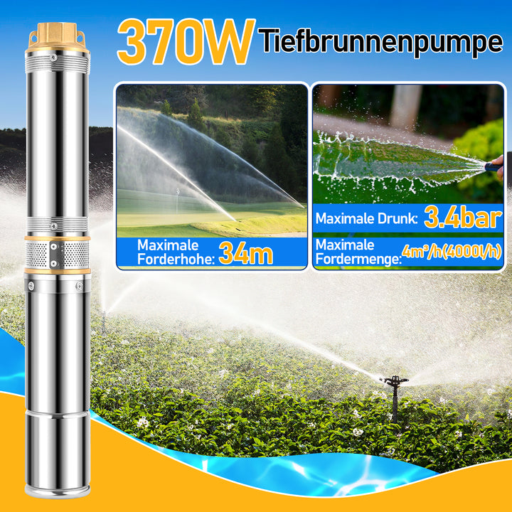 Sonnewelt Tiefbrunnenpumpe für Gartenbewässerung Edelstahl