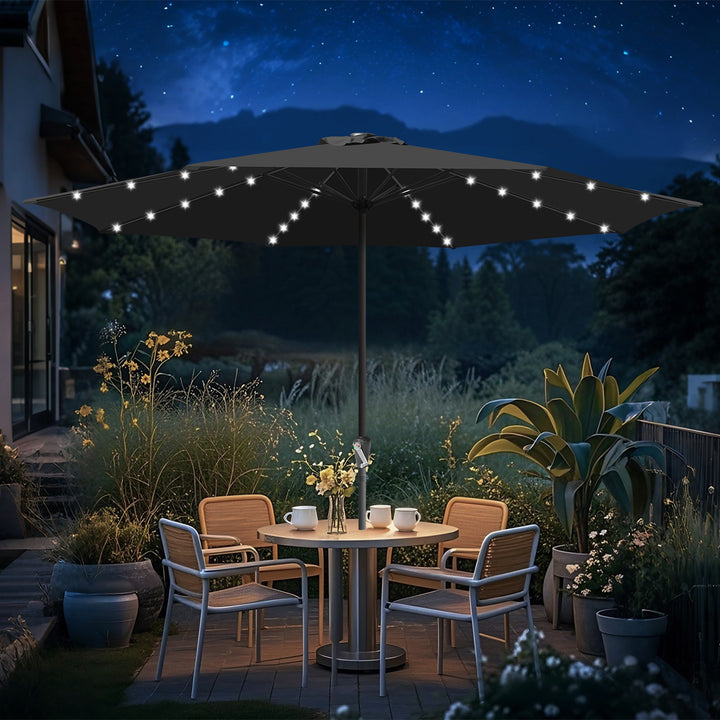 Sonnewelt Sonnenschirm 3.5m mit LED Solar Garten
