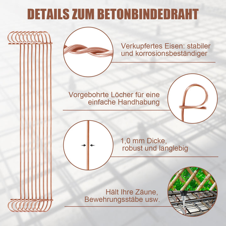 Sonnewelt Rödeldraht Ø1,0 x 100 mm/140mm Betonbindedraht 1000 Stk