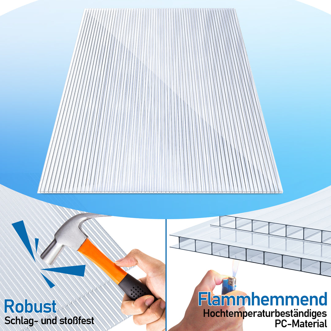 Sonnewelt Doppelstegplatte Gewächshaus Platten 4mm 14 Stück