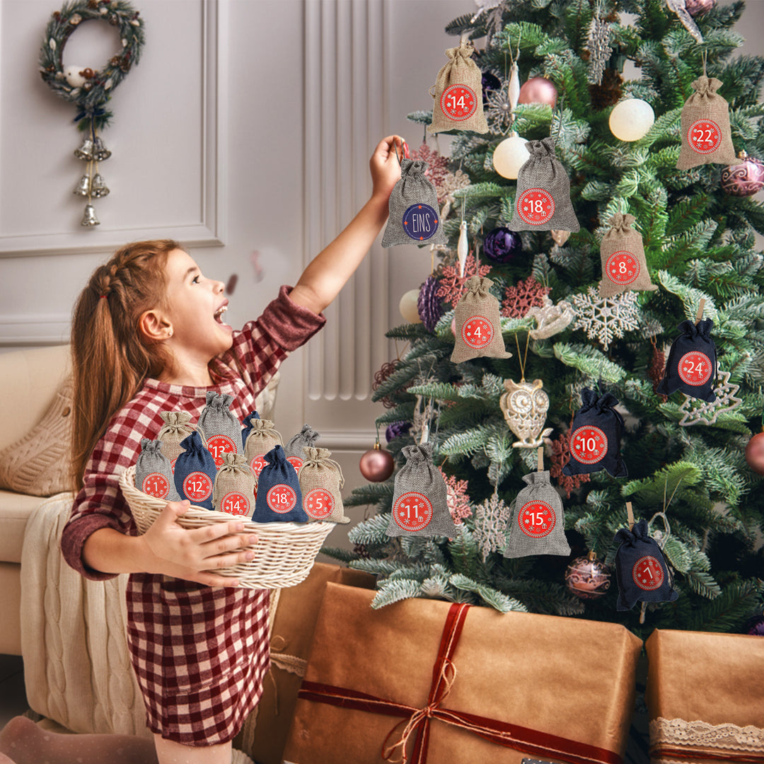 Sonnewelt Adventskalender DIY Jutesäckchen 24 Stück