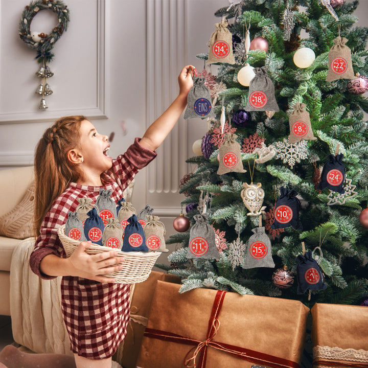 Sonnewelt Adventskalender DIY Jutesäckchen 24 Stück