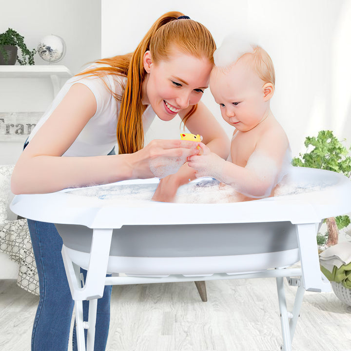 Sonnewelt Babywanne mit Ständer Faltbare mit Thermometer