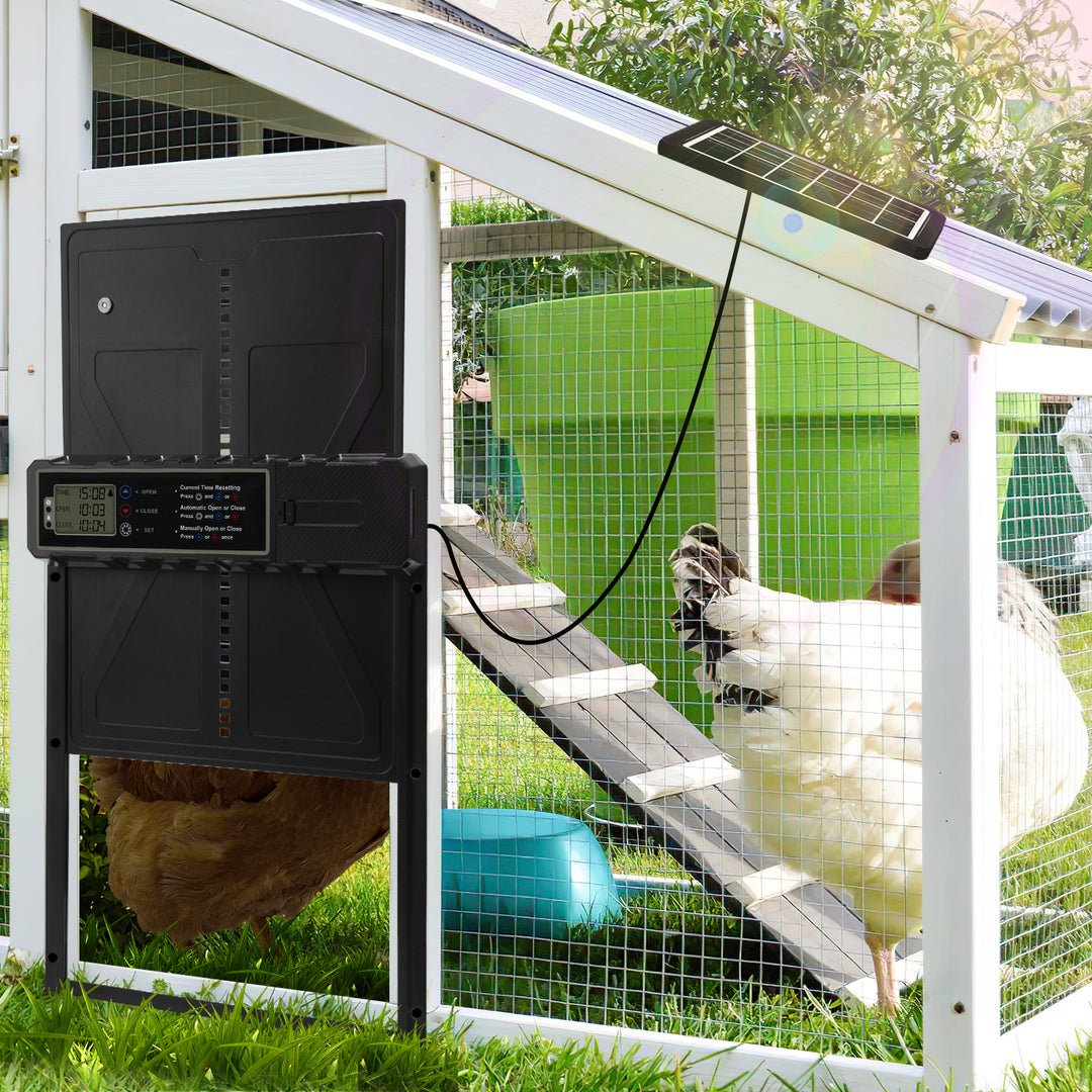 Sonnewelt Hühnerklappe Automatische Solar mit LED Display und Fernbedienung