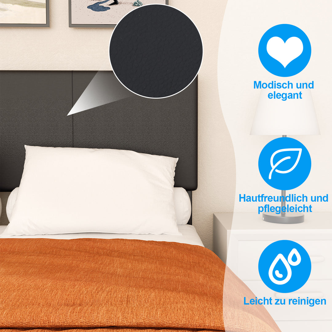 Sonnewelt Polsterbett Bettgestell mit Kopfteil Leder