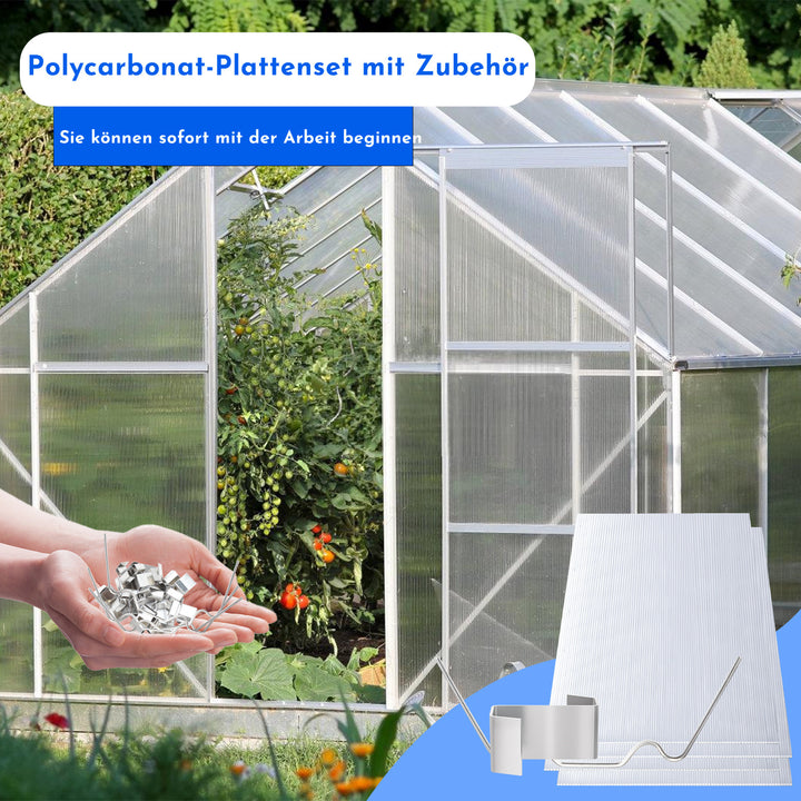 Sonnewelt Doppelstegplatte 4mm 14 Stück für Gewächshaus mit W-Clips und Z-Clips