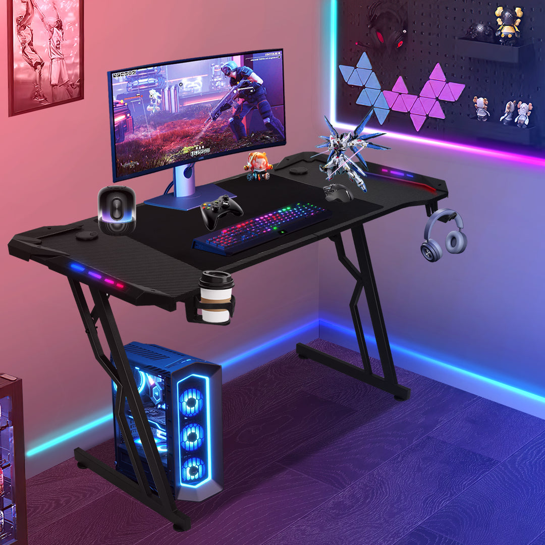 Sonnewelt Gaming Schreibtisch Gaming Tisch 120/140cm mit LED Fernbedienung