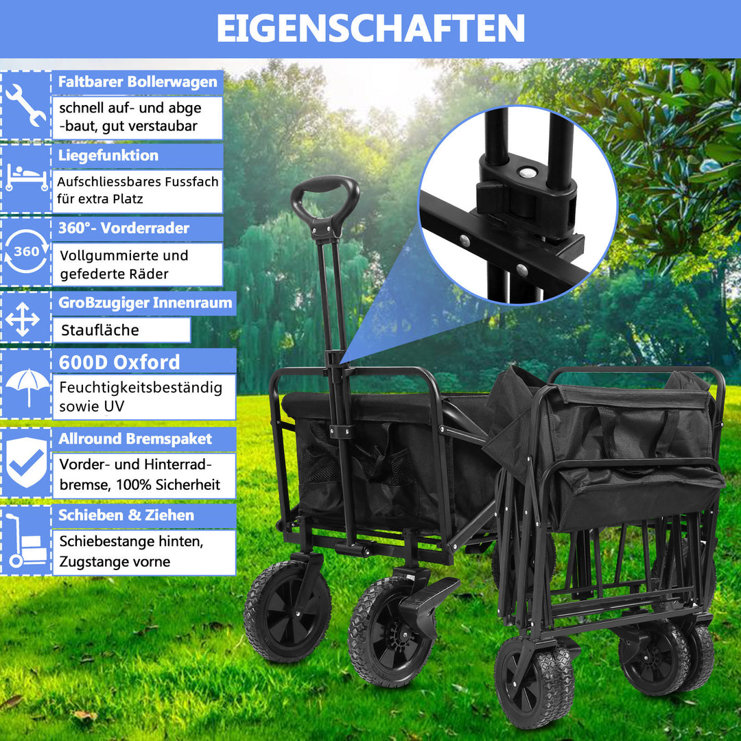 Sonnewelt Bollerwagen faltbar Transportwagen 100kg Belastbarkeit