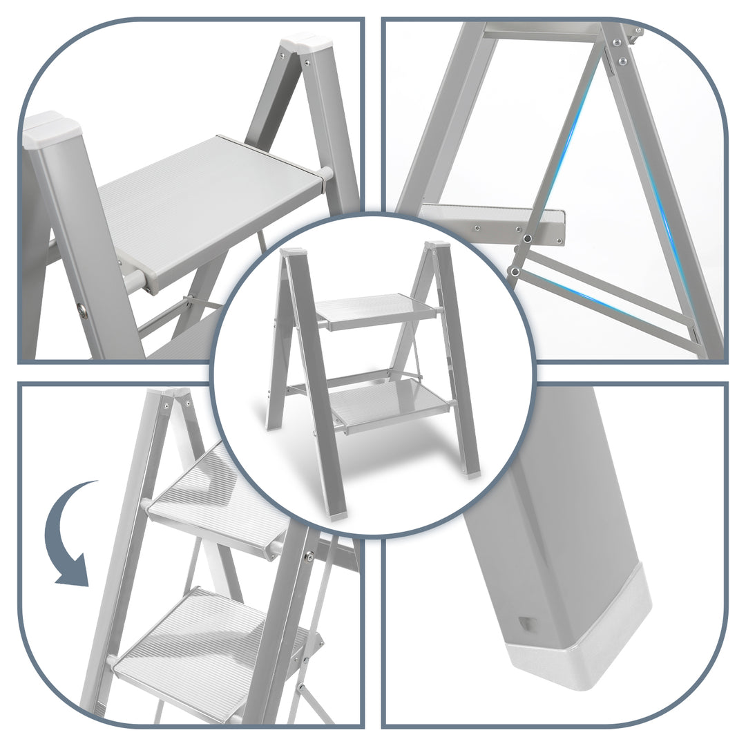 Sonnewelt Leiter Klappbar Leicht Aluminium 2/3/4 Stufen