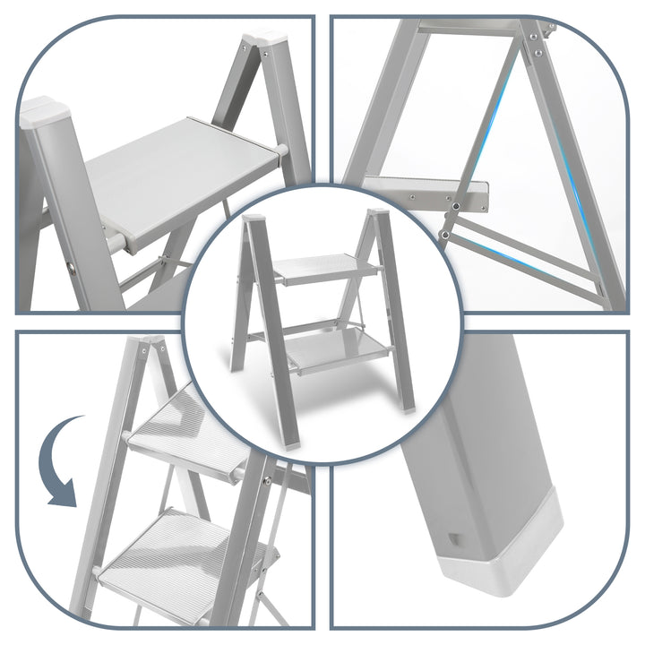 Sonnewelt Leiter Klappbar Leicht Aluminium 2/3/4 Stufen
