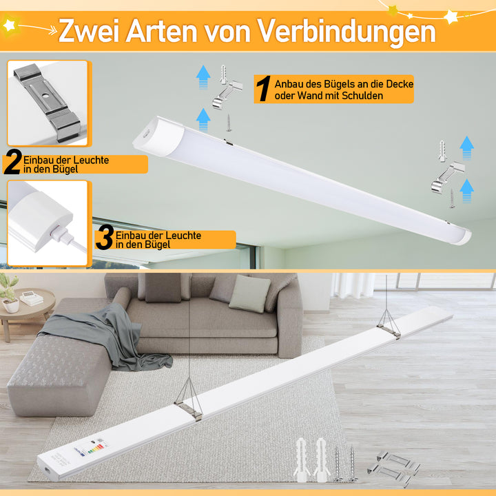 Sonnewelt LED Feuchtraumleuchte Neutralweiß 18W/36W/48W