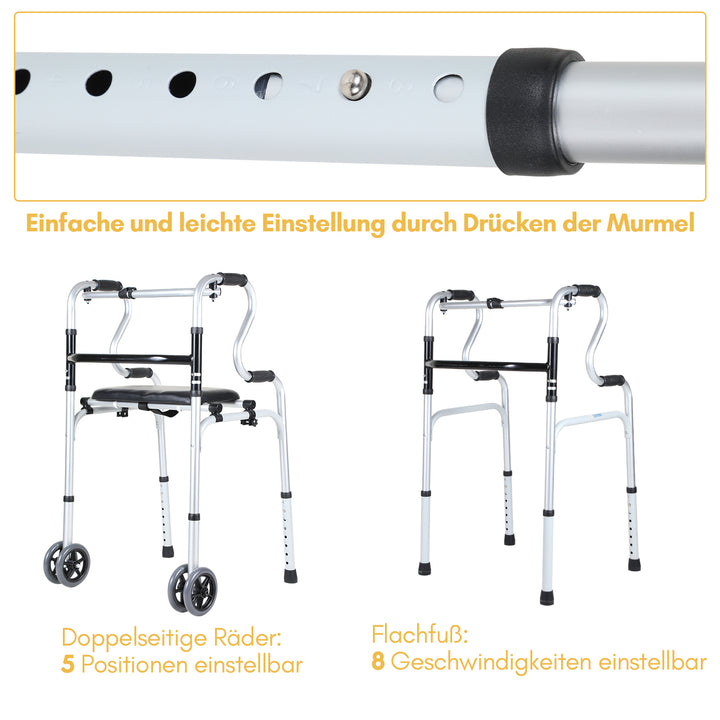 Sonnewelt Gehhilfe Leicht Rollator aus Aluminium bis 180 kg