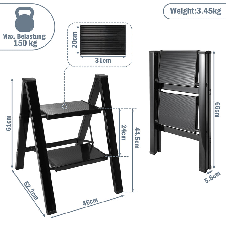 Sonnewelt Leiter Klappbar Leicht Aluminium 2/3/4 Stufen