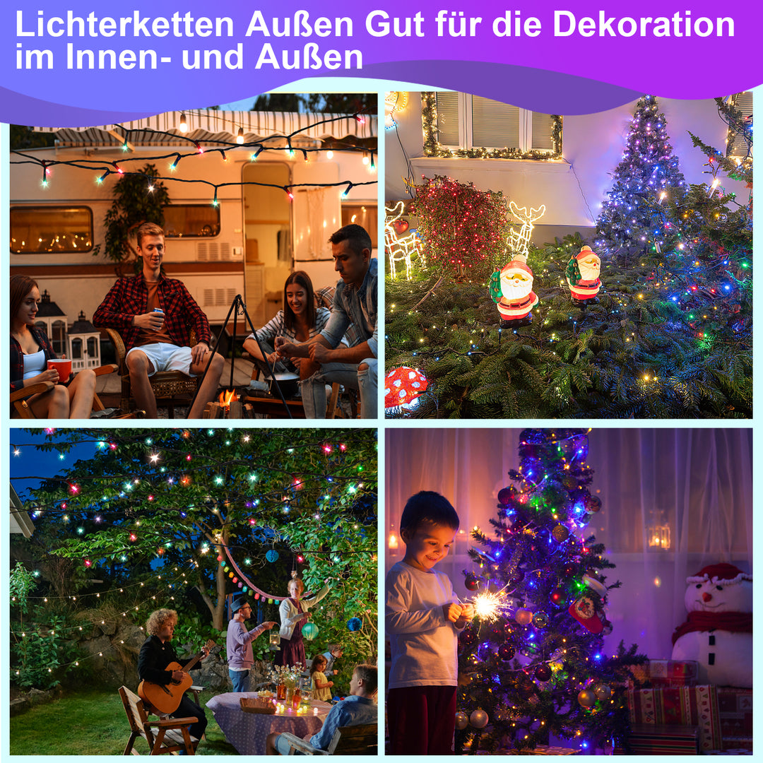 Sonnewelt LED Lichterkette Außen 10m/20m/30m Schwarz Kabel