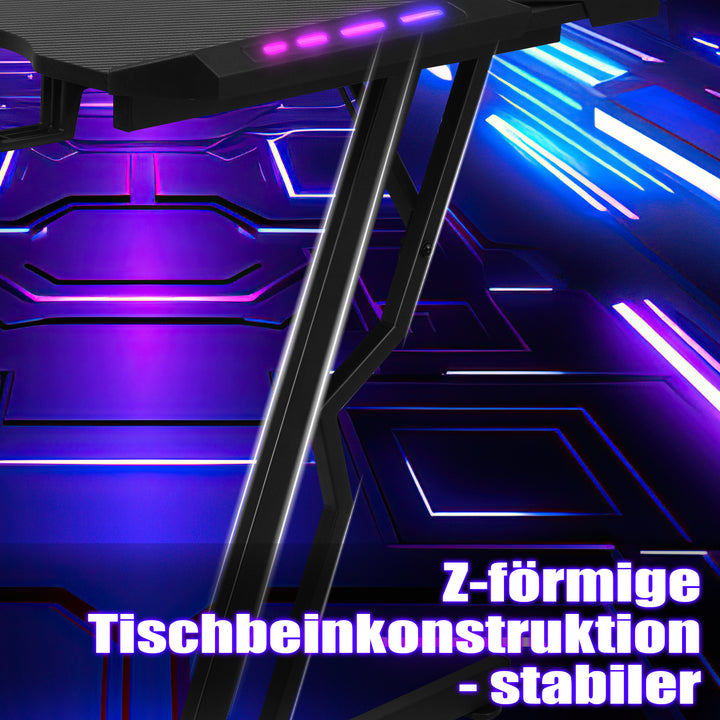 Sonnewelt Gaming Schreibtisch Gaming Tisch 120/140cm mit LED Fernbedienung