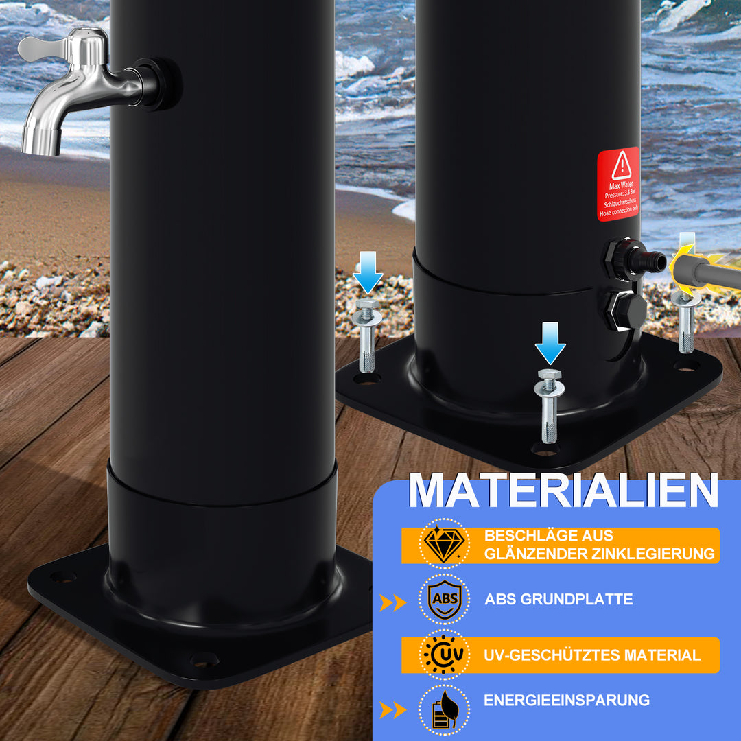 Sonnewelt 35L Solardusche Curve mit Regenduschkopf und Schutzhaube