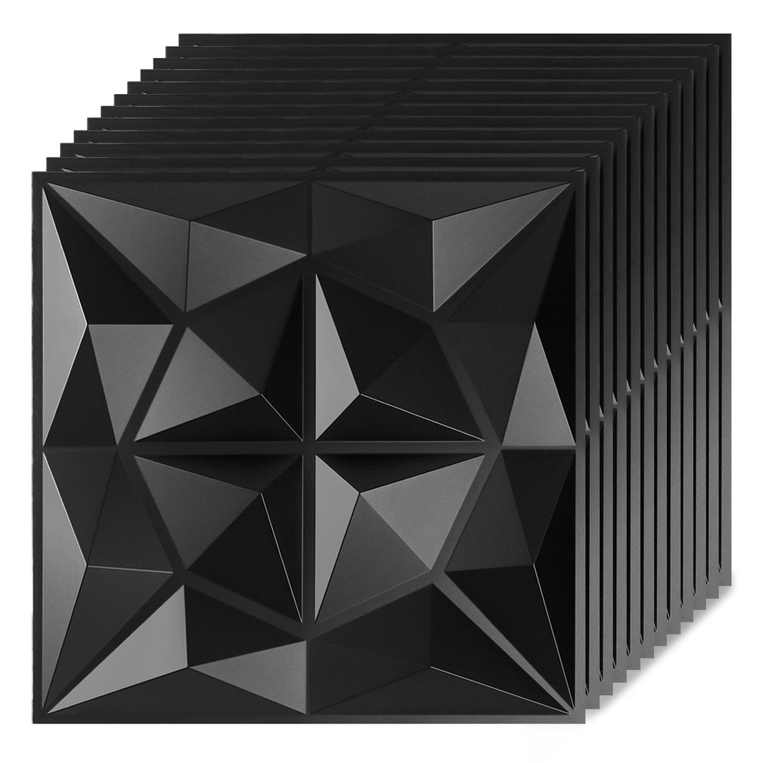 Sonnewelt 3D Wandpaneele 12 Stück 30x30cm Rund Diamant Schwarz