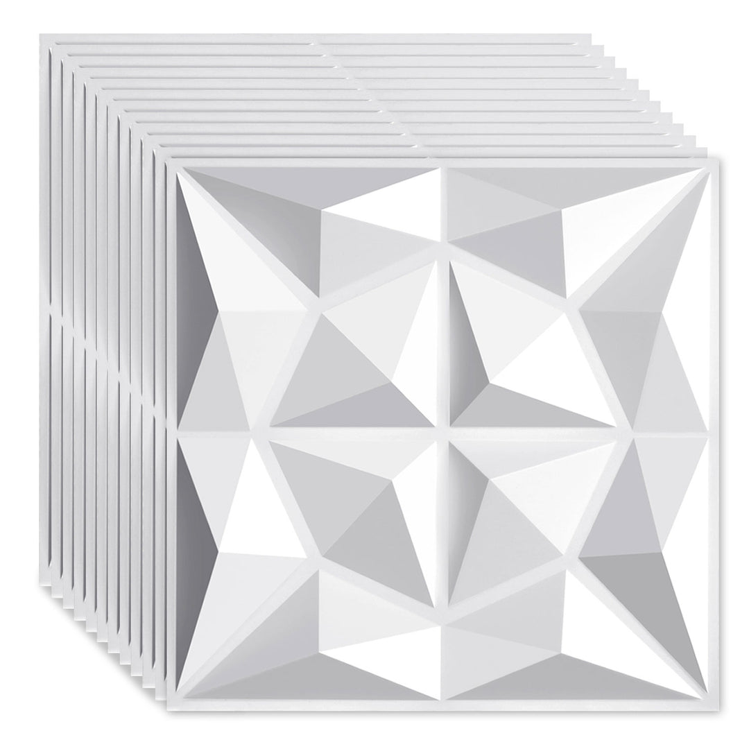 Sonnewelt 3D Wandpaneele 12 Stück 50x50cm Rund Diamant Weiß