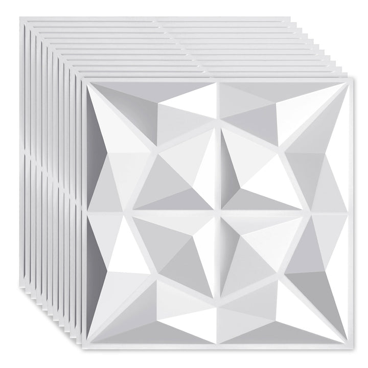 Sonnewelt 3D Wandpaneele 12 Stück 50x50cm Rund Diamant Weiß