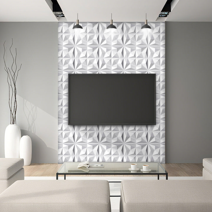 Sonnewelt 3D Wandpaneele 12 Stück 50x50cm Rund Diamant Weiß