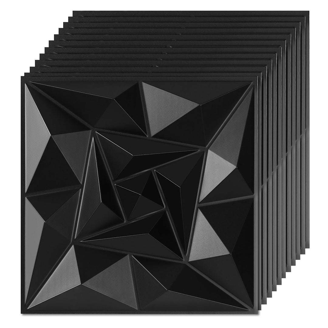 Sonnewelt 3D Wandpaneele 12 Stück 30x30cm Quadrat Diamant Schwarz