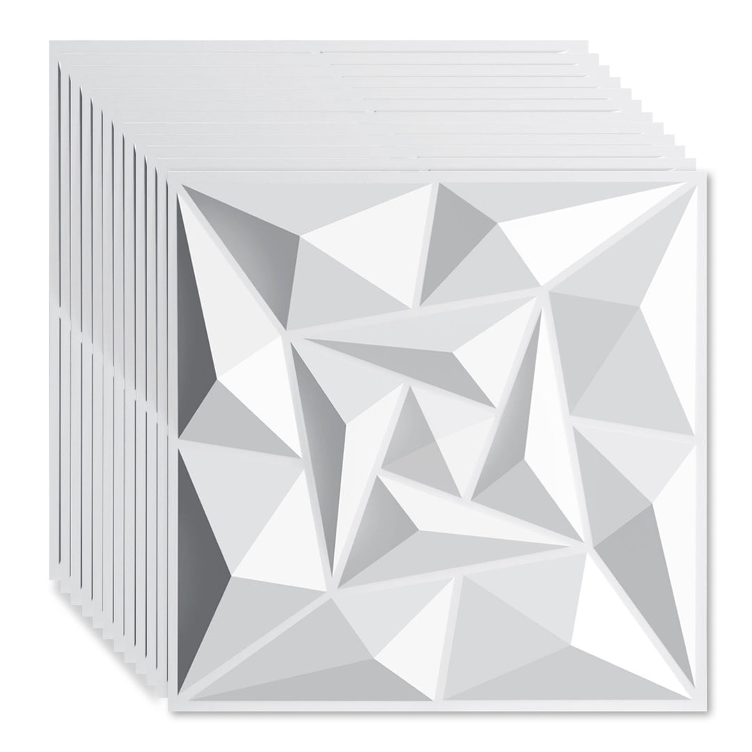 Sonnewelt 3D Wandpaneele 12 Stück 30x30cm Quadrat Diamant Weiß