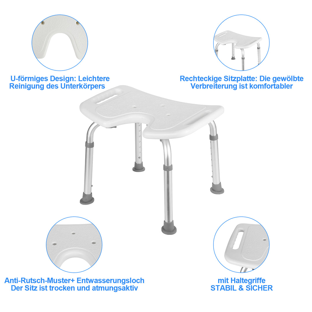 Sonnewelt Duschhocker Höhenverstellbar U-Typ Aluminium