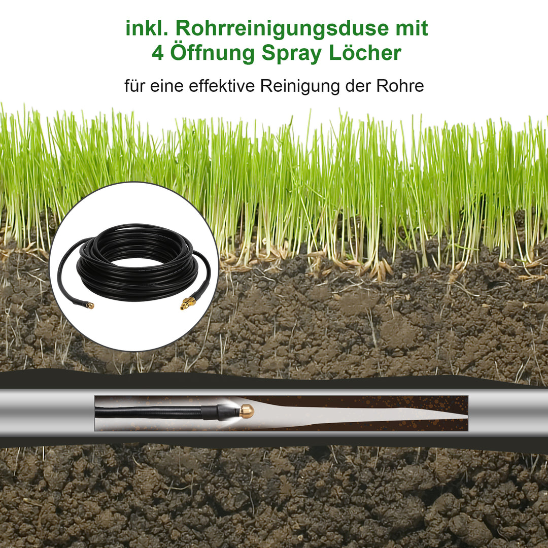 Sonnewelt Rohrreinigungsschlauch 10m-30m 180 bar