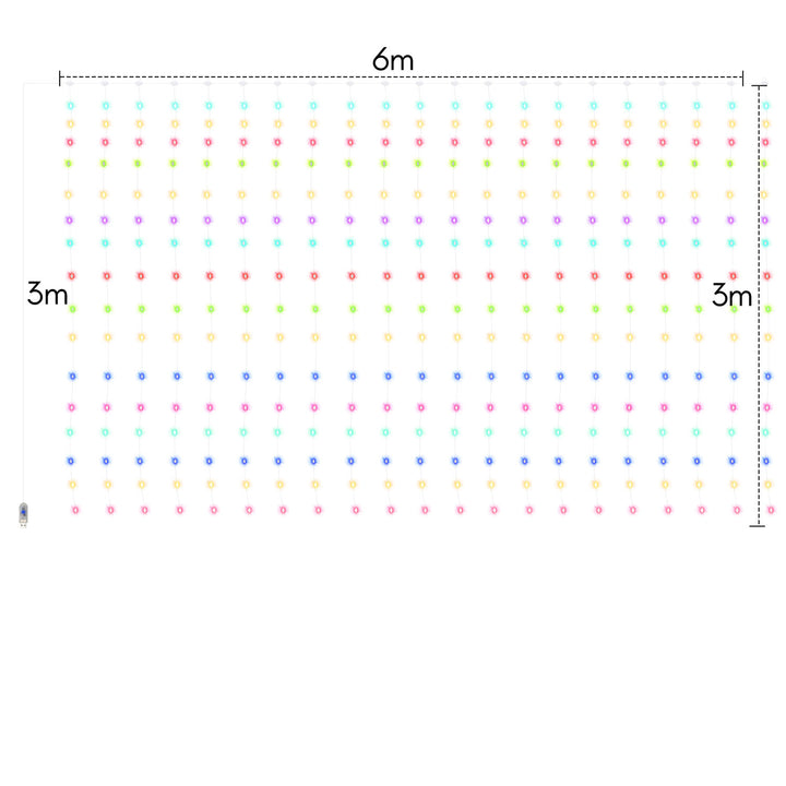 Sonnewelt LED Lichtervorhang 3x3m/3x6m Warmweiß/Farbe