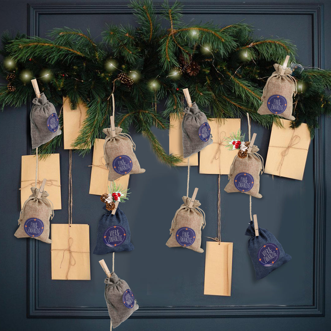Sonnewelt Adventskalender DIY Jutesäckchen 24 Stück