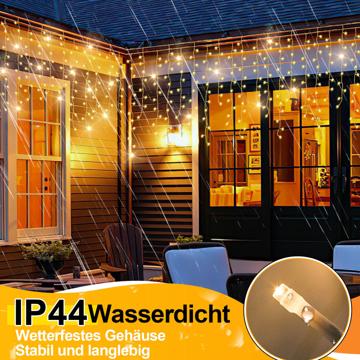 Sonnewelt Solar Eisregen Lichterkette mit Fernbedienung 5m-15m