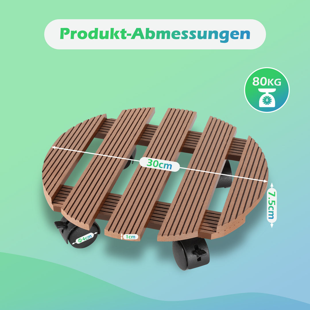 Sonnewelt WPC Pflanzenroller Rund mit Rollen Tragkraft 80 kg