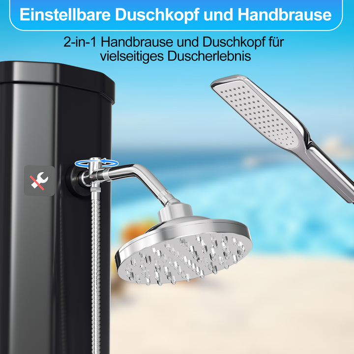 Sonnewelt 40L Solardusche Gartendusche Inkl. Schutzhaube und Handbrause
