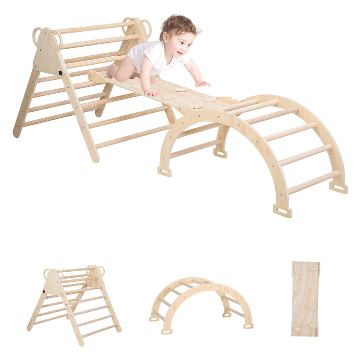 Sonnewelt Klettergerüst Indoor 3-in-1  mit Bogen/Rutsche/Dreieck