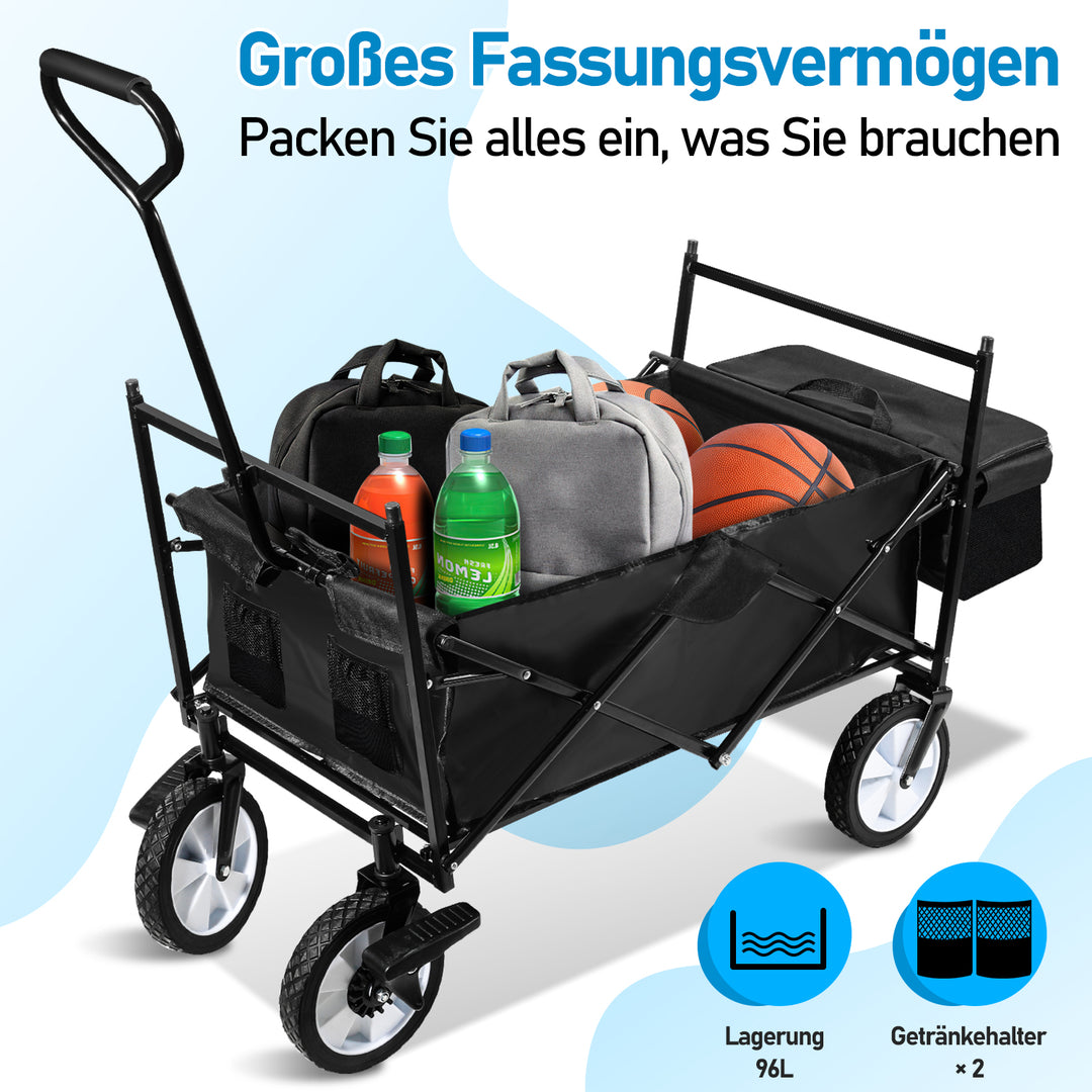 Sonnewelt Bollerwagen Transportwagen mit Dach Faltbar 80kg Belastbarkeit