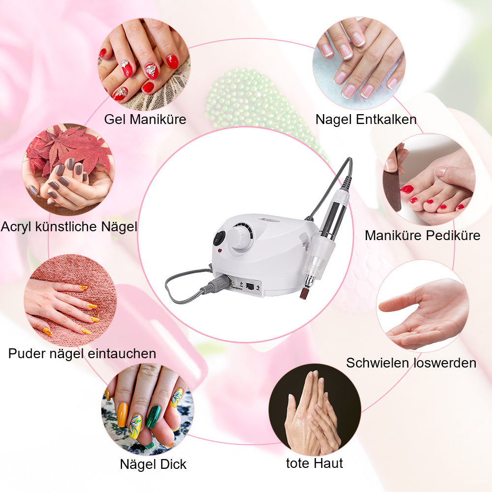 Sonnewelt Elektrische Nagelfräser 30000 U/min Nagelfeile Pediküre
