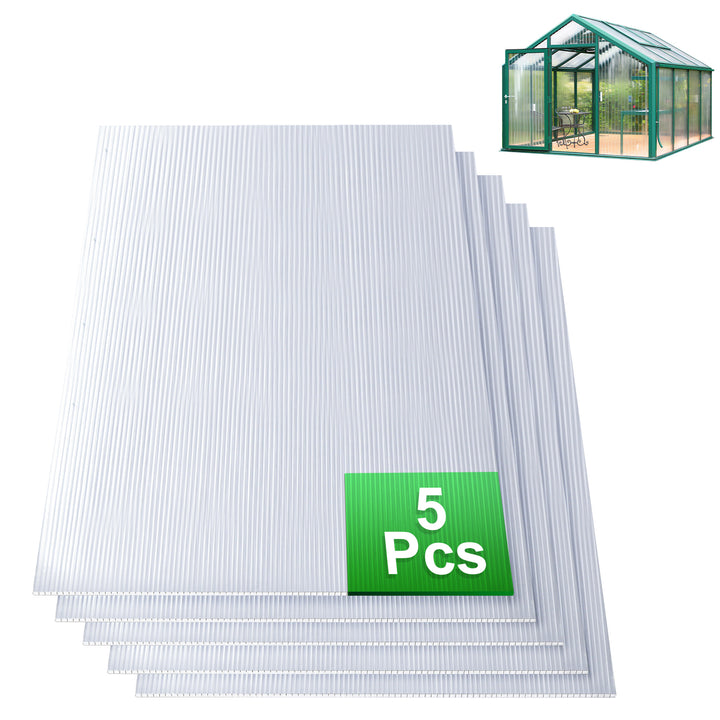 Sonnewelt Polycarbonat Hohlkammerstegplatten 8mm 5 Stück für Gewächshaus