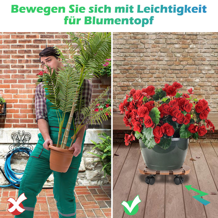Sonnewelt WPC Pflanzenroller Rund mit Rollen Tragkraft 80 kg