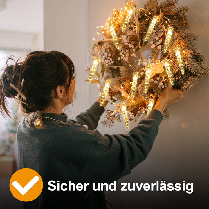 Sonnewelt Solar Eiszapfen Lichterkette mit Fernbedienung 10m